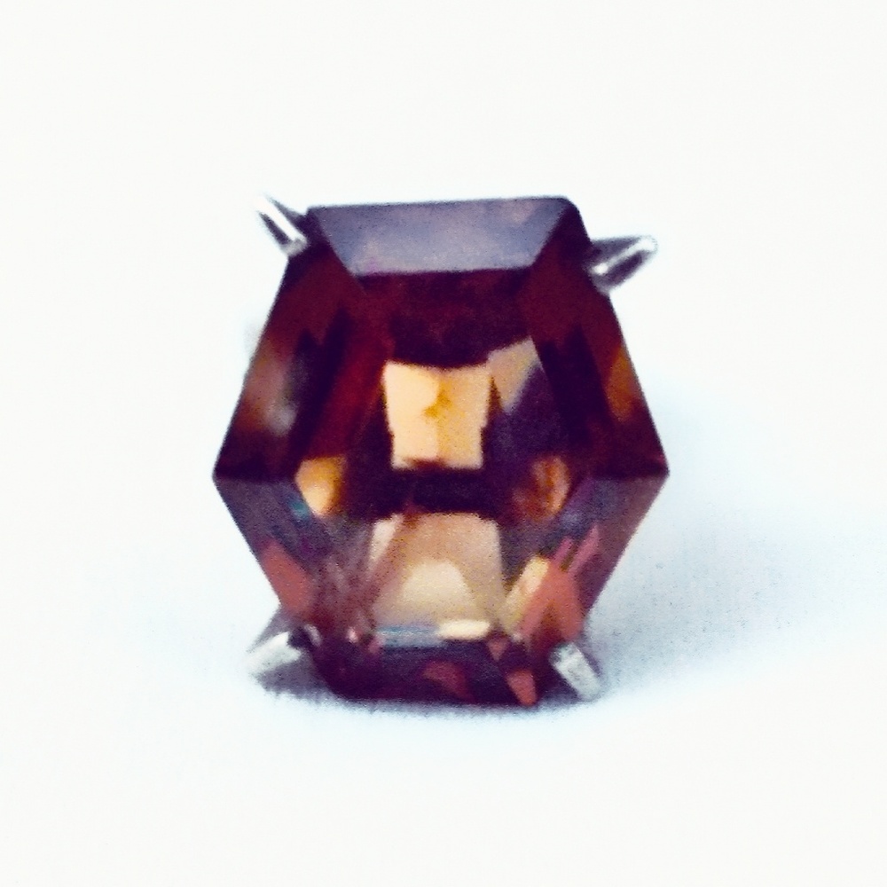 Oversized Vintage Smoky Quartz Sterling Silver Cocktail Ring- Size 7.75